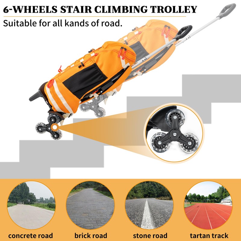 Backpack Trolley with Edge Guard 6-Wheels Rolling Dolly Cart for