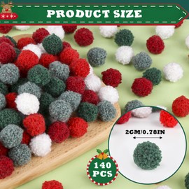 Pompoms for Crafts, 2 cm, Fluffy Pompoms, Colourful Pompoms, Balls for Handmade DIY Creative Crafts, 5 Colours, Pack of 140