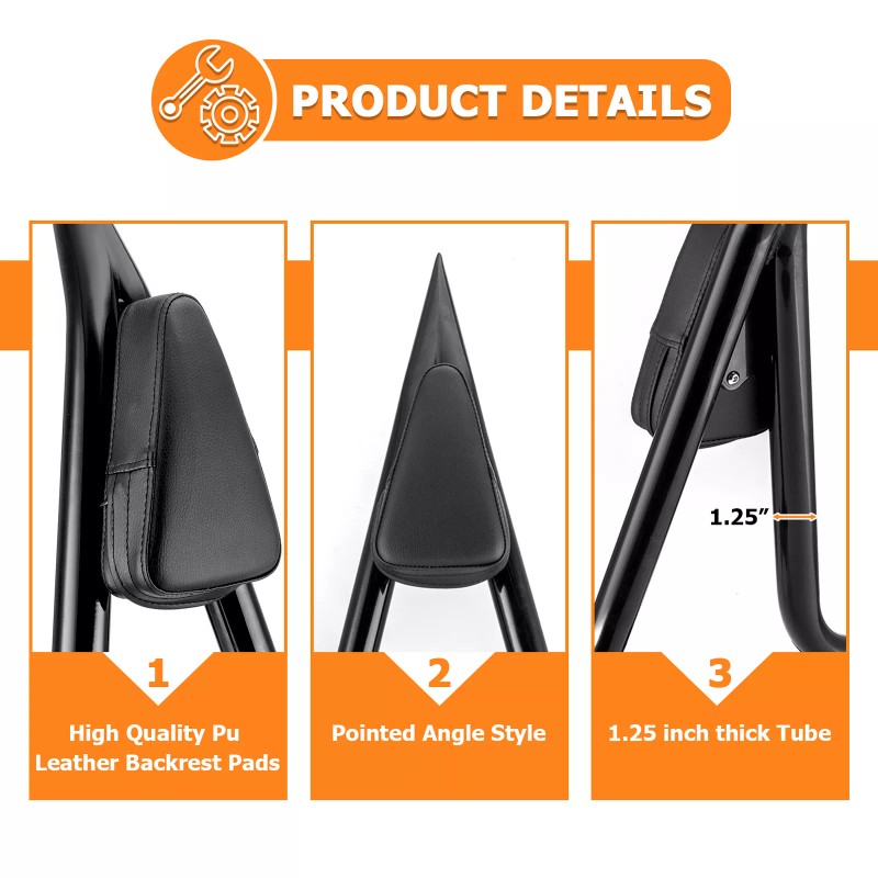 CB Detachable Sissy Bar Passenger Backrest w/ Pad For Harley