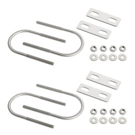 Round 304 stainless steel U-bolt, M 6 inner width 2.0 inches (50 mm), standard equipment standard nut and presser plate, silver 4 set