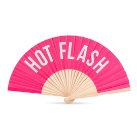 Abbott Collection HOT Flash Folding Hand Fan - Wood/Cotton, Hot Pink (16" W)