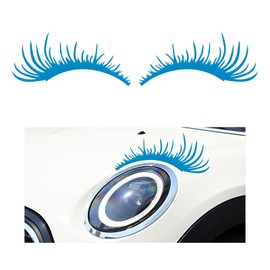 KVAEY 2 PCS Car Headlight Eyelash Stickers, Cute Fake Eyelashes Decal for Bumper Auto Body Window, Waterproof Reflective PET Charming Eyelash Sticker Funny Decor for Car SUV Truck (Blue)
