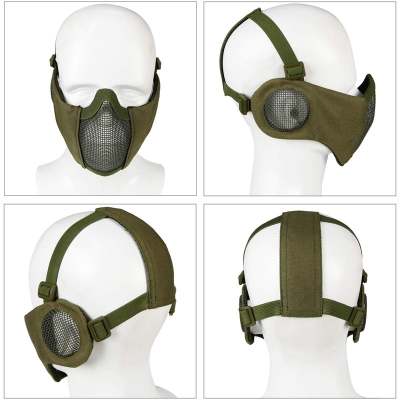 AOUTACC Airsoft Protective Gear Set, Half Face Mesh Masks with