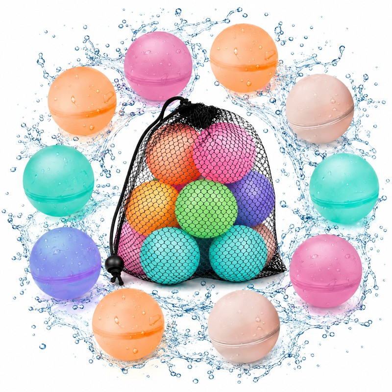 12 Pack Reusable Water Balloons – Soft Silicone Refillable Water
