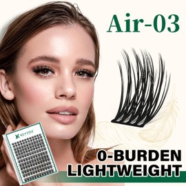 Lash Clusters 144pcs Individual Lashes D Curl 18mm Eyelash Clusters KEYYOU Air Touch Cluster Lashes Super Lightweight Soft Wispy Comfortable Easy DIY at Home(Air03-D-18mm)