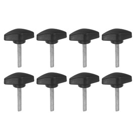 sourcing map 8pcs Tee Wing Knobs M5 x 30mm Metric Male Threaded Stud T Head Plastic Knob Handles Thumb Screws Hand Clamping Tightening Knob Grip Thumbscrew, Black
