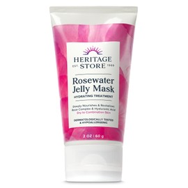 HERITAGE STORE Mascarilla facial de gelatina de agua de rosas tratamiento hidratante para pieles mixtas secas, mascarilla facial en gel que retiene...