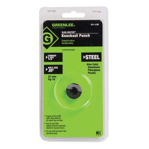 Greenlee 721-1/2P KNOCKOUT PUNCH, 7/8 IN (22.500 MM) Actual Hole Size