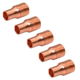 YTKavq Copper Reducing Coupling Pipe Fittings, 1/2 x 5/8 Inch ID for HVAC Units, Refrigeration or Hydraulic Applications, Etc,Pack of 5