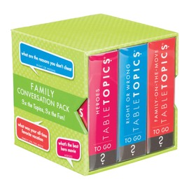TableTopics Family Conversation Pack for Parent Child Connection, 120 Engaging Question Cards for Dinnertime, Car Rides, & Classrooms, Boxed Set of 3 Topics, Stocking Stuffer