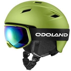 Odoland Ski Helmet and Ski Goggles Set Snowboard Helmet with Snowboard Goggles for Men and Women Ski Goggles UV 400 Protection Wind Resistance Snowboard Goggles for Skiing and Mountaineering, yellow