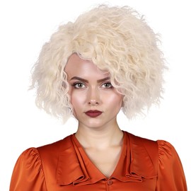 ColorGround Medium Curly Blonde Cosplay Wig for Women the Bride Costume Hair for Halloween Party