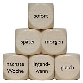 “Wann?” German-Language Wooden Cube, 30 mm, 1 Piece