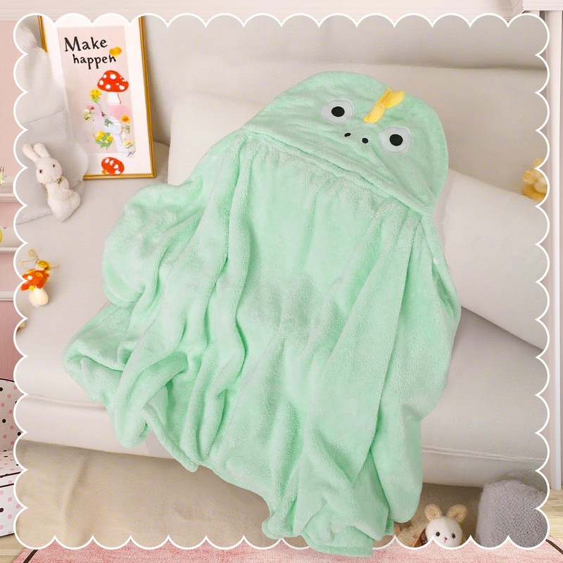 saerryor Green Dino Hooded Towel for Kids, 70 x 140cm