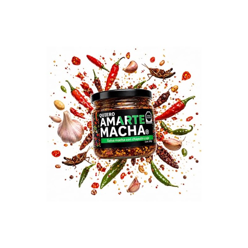 Quiero Amarte Macha, salsa macha con chapulín y ajo, 300g