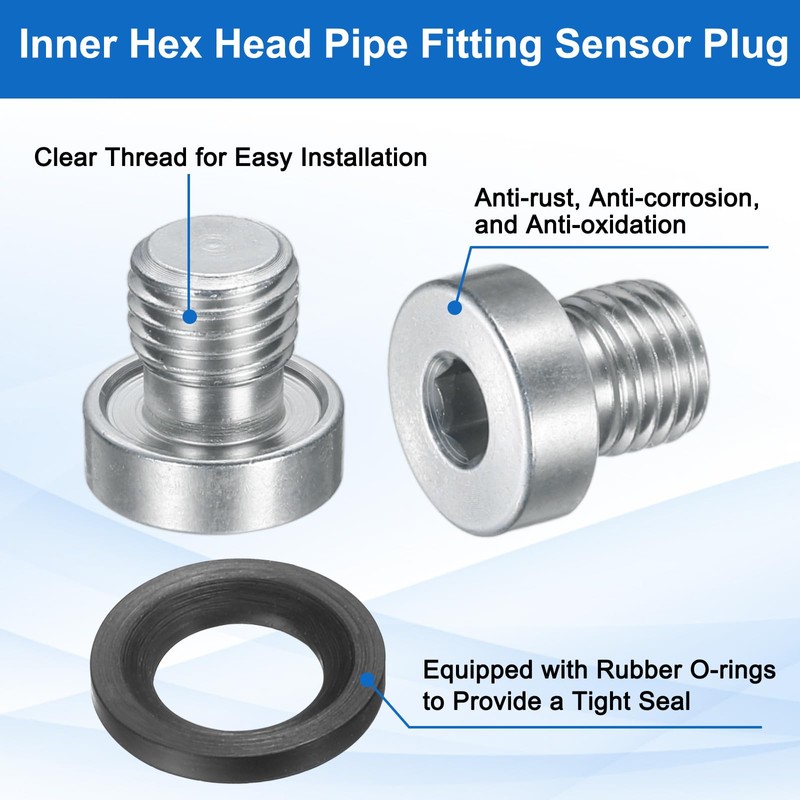 sourcing map 4Pcs M8x1 Inner Hex Head Pipe Fitting Plug,