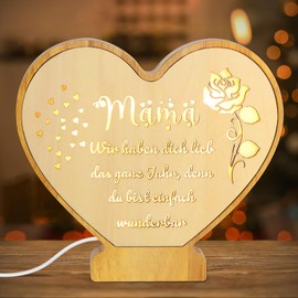 Giftota Gifts for Mum, Mother's Day Gifts for Mum, LED Heart Wooden Night Light with Beautiful Sayings, Birthday Gift for Mum, Thanksgiving, Christmas Gift