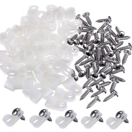 MELODAY R Type Cable Clamps 100pcs Cord Clips Threaded Cable Clamp Wire Clamp Diameter 6.4mm Nylon White