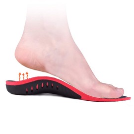 Insole, Arch Support, Foot Support, Standing, Work, School, Unisex, Adjustable Size (M, Red)