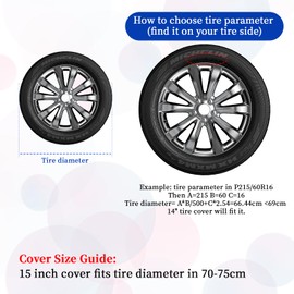 Black PVC Leather Spare Tire Cover Waterproof Dust-Proof Universal Spare Wheel Tire Cover Fit for Trailer, RV, SUV, Truck and Many Vehicle (15-inch for Diameter 27” - 29”)