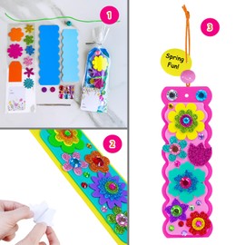 Winlyn 36 Sets Spring Flower Craft Kits Easter Crafts DIY 3D Tuilp Sunflower Flower Bookmarks Ornaments Art Sets Foam Stickers Arts and Crafts for Kids Adults Holiday Classroom Activities Party Favors