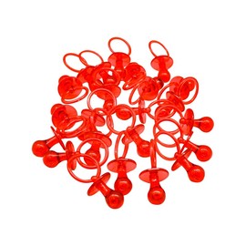 2.5" Baby Pacifier Party Favors, 36 Pieces, Gender Reveal Shower Decorations, Boy Girl Gender Neutral Table Scatter, DIY Party Games Decor (Red)