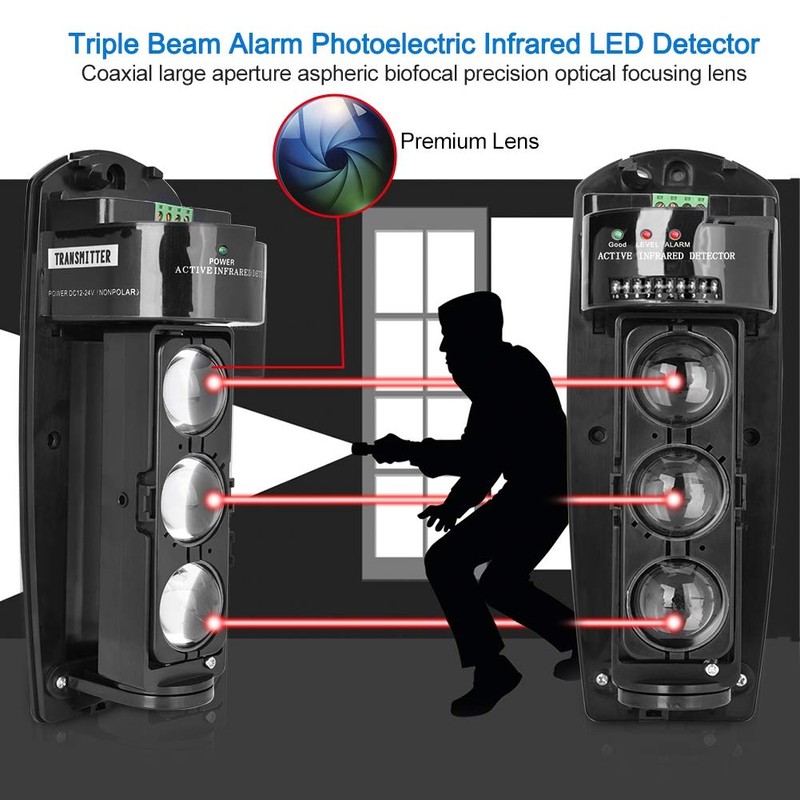 Triple Beam Alarm Photoelectric Infrared Led Detector Security System, Home