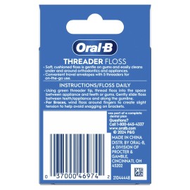 Oral-B Glide Pro-Health Threader Dental Floss 30 Single-Use Packets (Pack of 2)