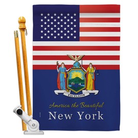 Americana Home & Garden US New York House Flag Set Americana States American Territories Republic Country Particular Area Decoration Banner Small Garden Yard Gift Double-Sided, Made in USA