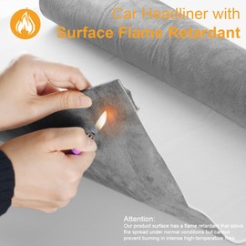 Auto Suede Headliner Fabric Material with Foam Backing, 36" L × 60" W Automotive Interior Roof Replacement Upholstery Fabric for Car Truck SUV RV Boat, Home Repair DIY