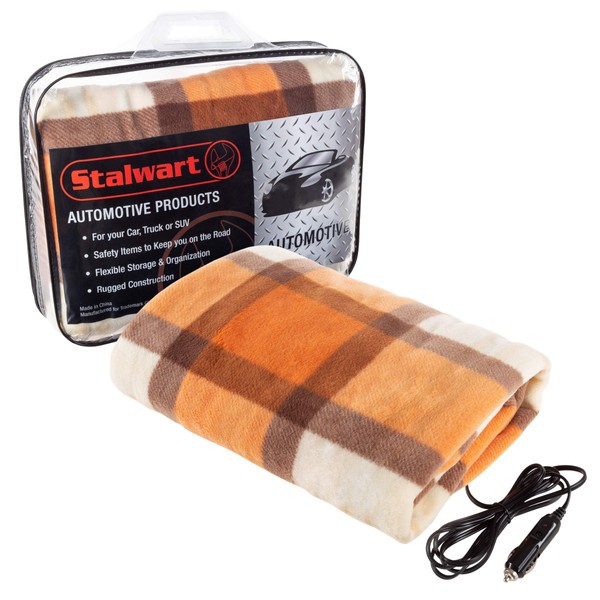 Stalwart Heated Car Blanket – 12-Volt Electric Blanket for Car, Truck, SUV, or RV – Portable Heated Blanket for Car Camping Essentials 43 inch