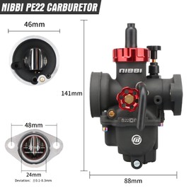 NIBBI PE22FL Carburetor, 22mm Carburetor fit 125cc 130cc 140cc Flange Motorcycle Engine with Carb Jets - For Dirt Pit Bike Mini Bike Motocross Predator212 Apollo Tao Tao SSR125