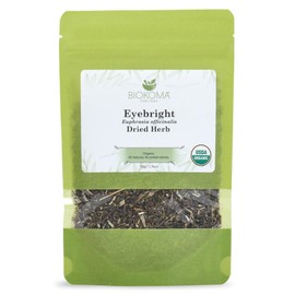 Biokoma Pure and Organic Eyebright Dried Herb 50g (1.76oz) in Resealable Moisture Proof Pouch, USDA Certified Organic - Herbal Tea, No Additives, No Preservatives, No GMO, Kosher