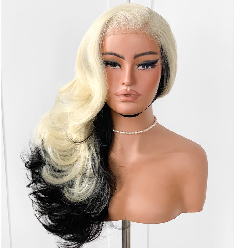 BlackSwern Feather Layered Wig Pre Plucked Cutting Style Blonde with