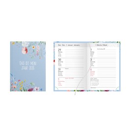 Idena 12042 Pocket Diary DIN A7 2026 "My Year", 1 Week on 2 Pages, Diary with Hardcover Cover, Flower Motif and Bookmark Ribbon