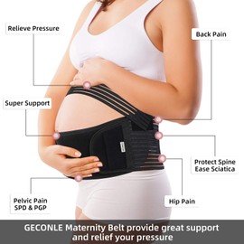 GECONLE Abdominal Belt Pregnancy Support Belt Belly Band Pregnancy Belt Abdominal Belt Supports Waist Back and Belly, black