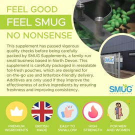 Berberine 1000mg British Made Tablets by SMUG Supplements - 100 Natural Vegan Pills - One-A-Day Dietary Supplement