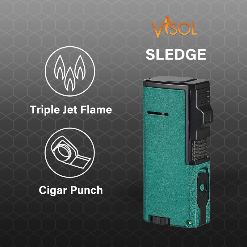 Visol Sledge Butane Torch Lighter Triple Flame Refillable Gas Lighter,