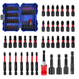 40 pcs Impact Screwdriver bit Set with Rugged housing, S2 Steel, 1" and 2" Long Impact Drill bits with Retractable bit Holder and Magnetic nut Driver for Electric Screwdrivers and Drill Drivers