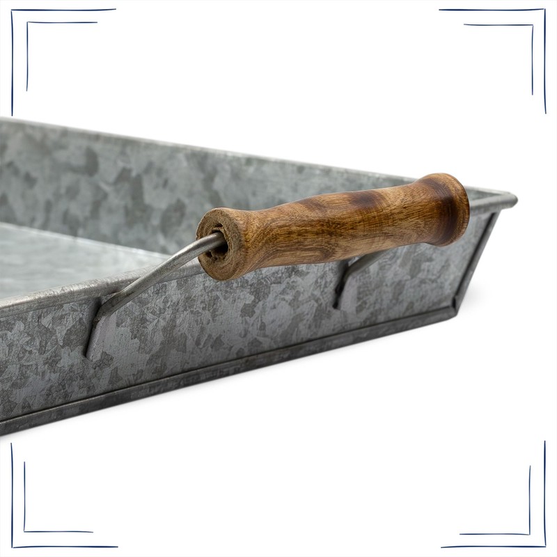 AuldHome Design Galvanized Farmhouse Trays (Set of 2, Small &