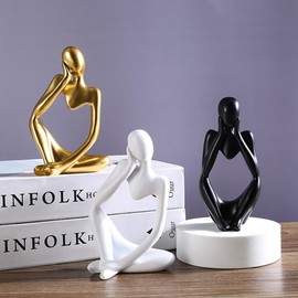 Decorative Thinker Statue, Abstract Art Sculpture, Resin Figurine for Home and Office, Great Gift Ideas Resin Statue Ornaments Collectible Figurines (White)