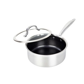 Brentwood 3-Ply Hybrid Non-Stick Laser Etched Stainless Steel Induction Ready Frying Pan (B-SPH18L, 2.2-Quart)