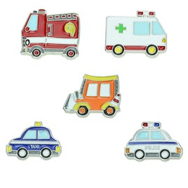 5 PCS Car Brooch Pins Cute Enamel Brooch Pins Funny Pins Ambulance Fire Truck Taxi Police Car Lapel Pins for Teachers Students for Backpack Badges Clothing Bags Jackets, Metal, unknow