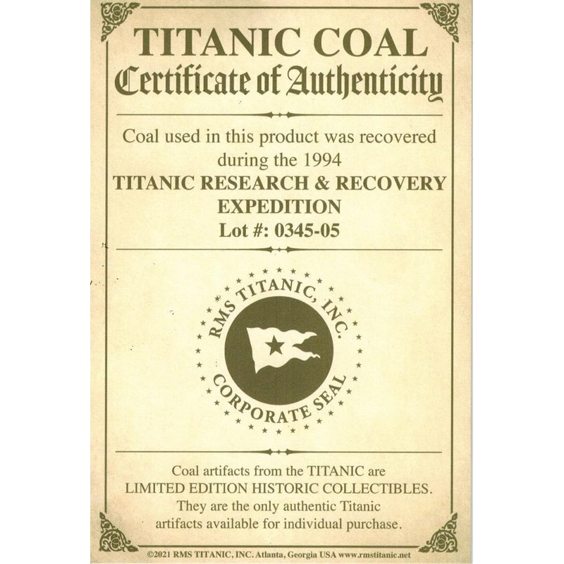 Titanic Authentic Coal Hourglass