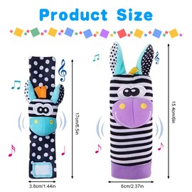 HAGOT Foot Finders & Wrist Rattles, Baby Rattle Toy Animal Wrist Rattle Soft Bell Strap Development Toy Gift for 0-12 Month Babies Boy Girl