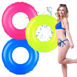 Pukitt 3PCS Fluorescence Inflatable Swimming Rings for Adults, Floating Swimming Ring, Transparent Pool Floats, Rubber Ring for Adults 90Cm, For Summer Pool Party And Water Sports
