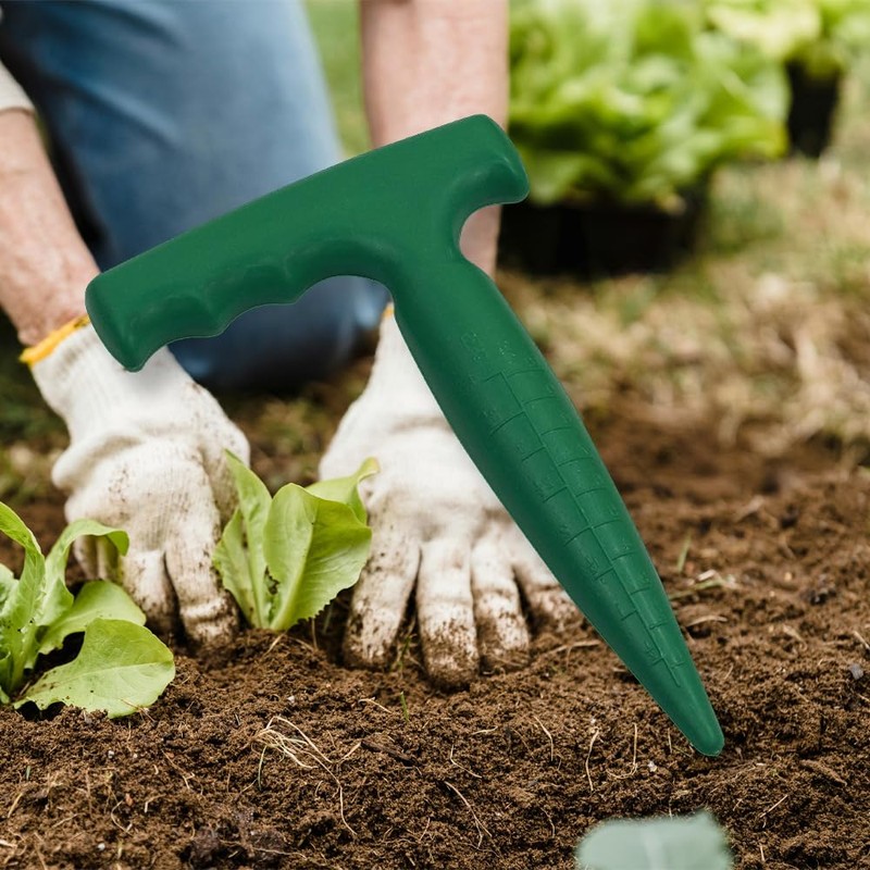 Plastic Bulb Planter Tool, 17cm Green Dibber with Measurement Scale