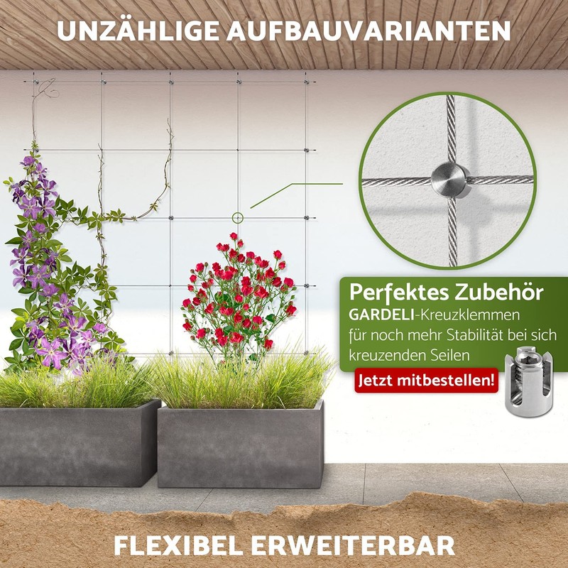 GARDELI® Stainless Steel Trellis for Climbing Plants, Professional System as