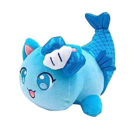 Womise Mermaid Cat Stuffed Animal Plush,Cat Food Plushies Cat Mee Meow, Cute Anime Cartoon Cat Stuffed Animal Figure Toy Plush Pillow Gift for Kids and Festival Gift