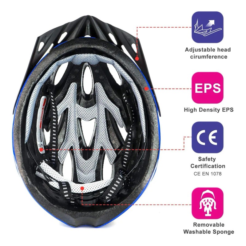 Casco De Bicicleta Con Accesorios De Ciclismo Luz Trasera